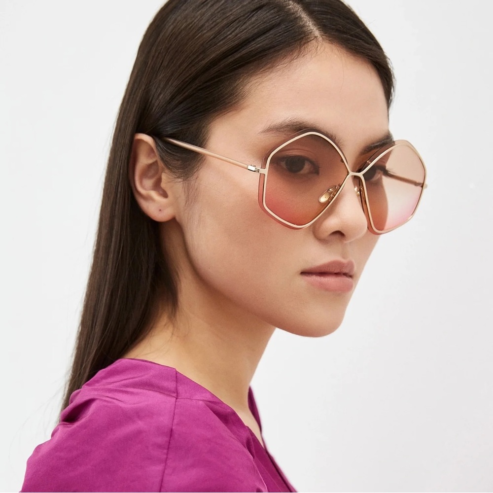 Chloé Layha Gold Nude Brown Gradient Sunglasses CH0065S